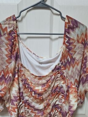 Cato Multi-Color Chevron Scoop Neck Blouse